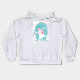 Cute Christmas Snowman Pink and Mint Kids Hoodie